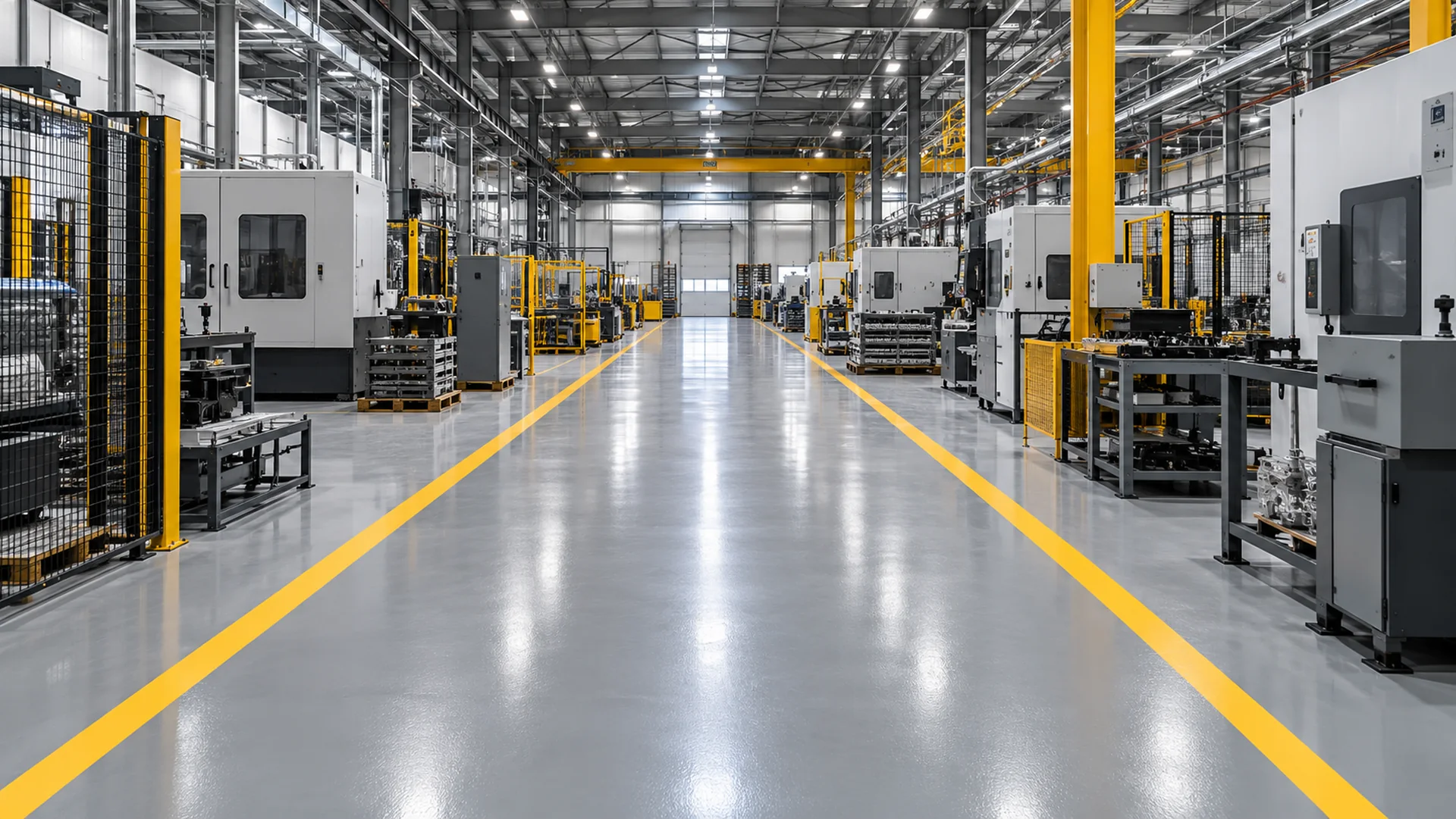 Illustrative factory floor painting environment